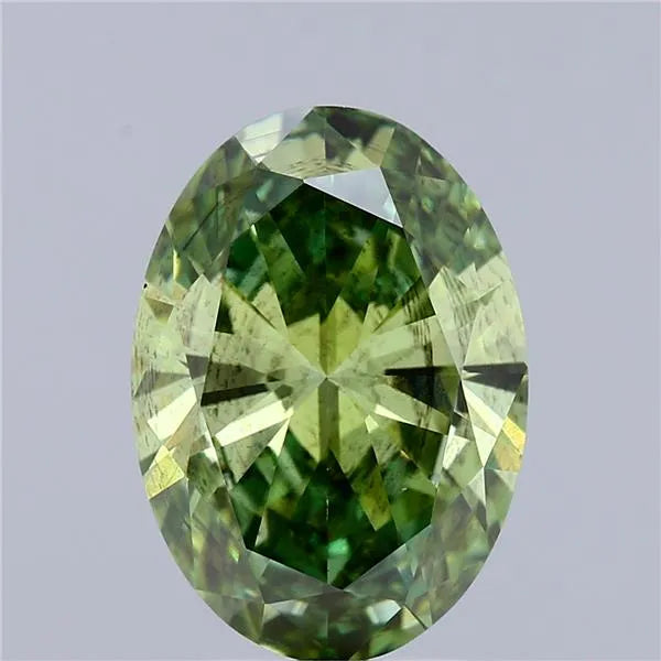 2.96ct Oval Lab Grown Diamond (Colour Fancy Vivid Green, Clarity SI2, IGI Certified)