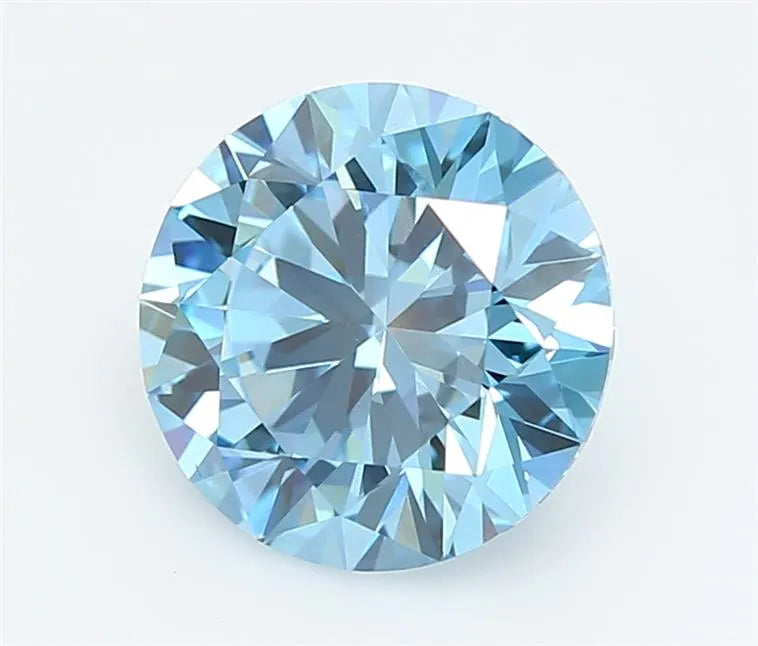 2.96ct Round Lab Grown Diamond (Colour Fancy Vivid Blue, Clarity VVS2, Cut ID, IGI Certified)