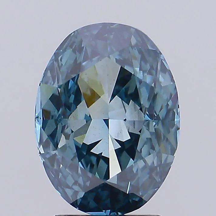 2.97ct Oval Lab Grown Diamond (Colour Fancy Vivid Greenish Blue, Clarity VS1, IGI Certified)