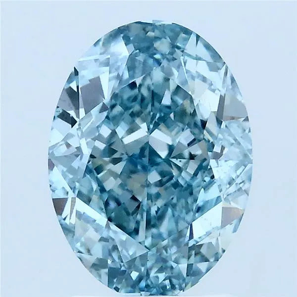 2.98ct Oval Lab Grown Diamond (Colour Fancy Vivid Greenish Blue, Clarity VS1, IGI Certified)
