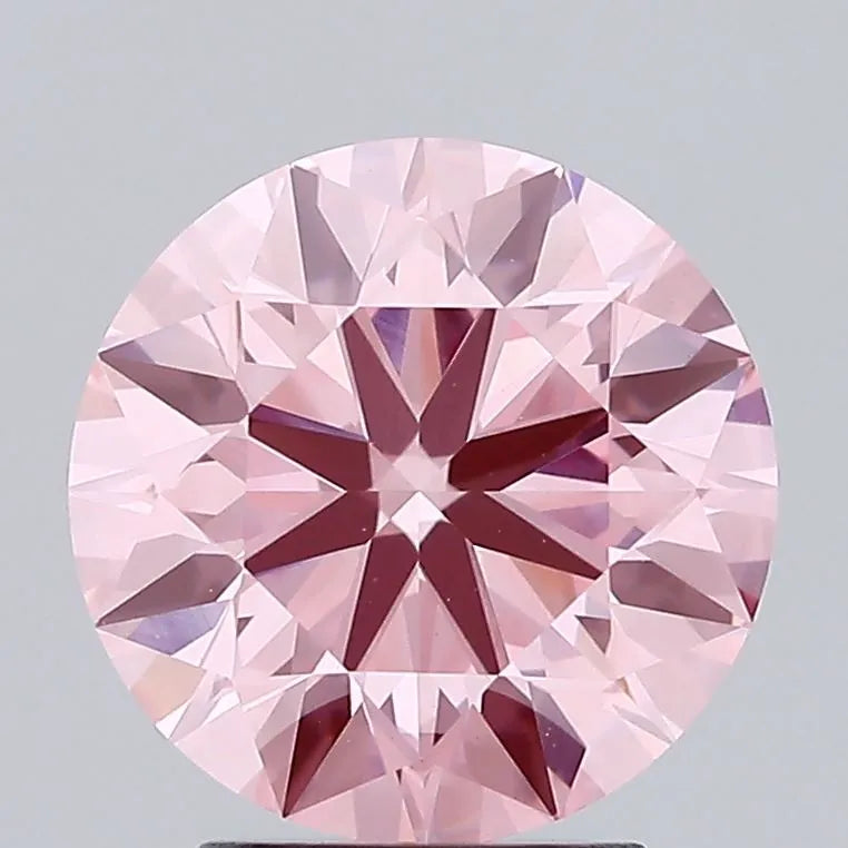 2.98ct Round Lab Grown Diamond (Colour Fancy Vivid Pink, Clarity VVS2, Cut ID, IGI Certified)