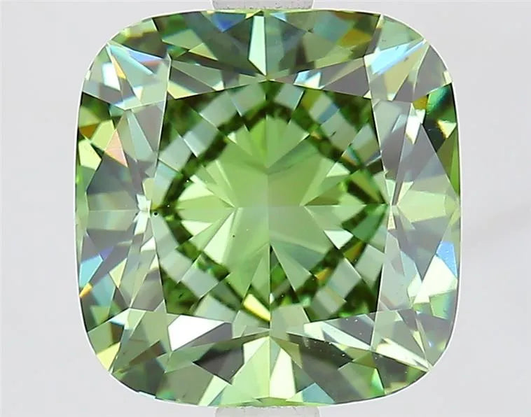 2.99ct Cushion modified Lab Grown Diamond (Colour Fancy Vivid Green, Clarity VS2, IGI Certified)