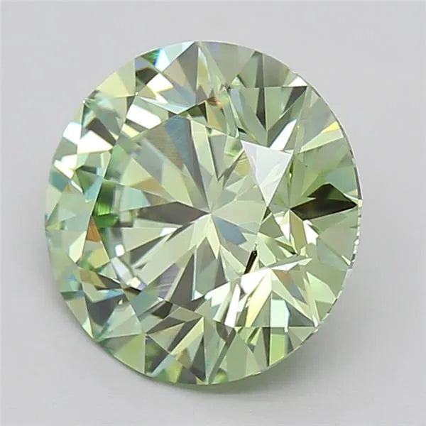 2.99ct Round Lab Grown Diamond (Colour Fancy Vivid Green, Clarity VVS2, Cut ID, IGI Certified)