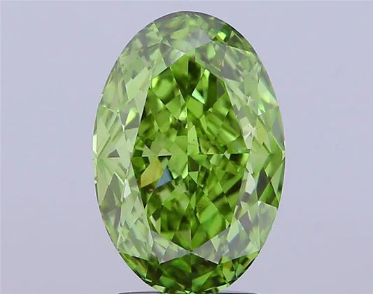 3.07ct Oval Lab Grown Diamond (Colour Fancy Vivid Green, Clarity VS1, IGI Certified)