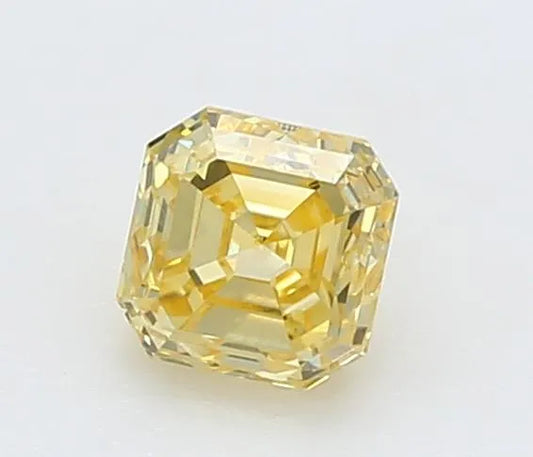 0.25ct Square emerald Lab Grown Diamond (Colour Fancy Vivid Yellow, Clarity VVS1, IGI Certified)