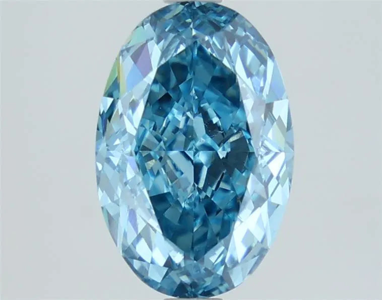 2.69ct Oval Lab Grown Diamond (Colour Fancy Vivid Blue, Clarity VS1, IGI Certified)