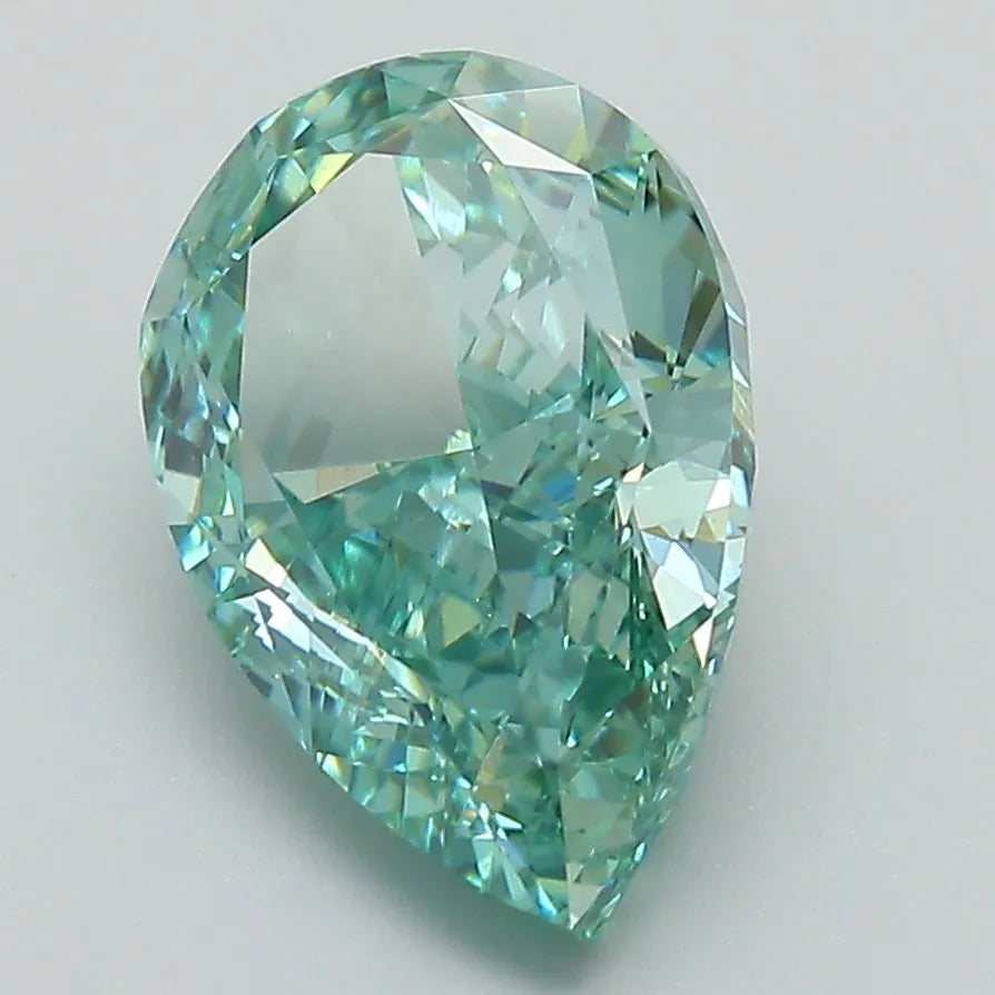 3.42ct Pear Lab Grown Diamond (Colour Fancy Vivid Green, Clarity VS1, IGI Certified)