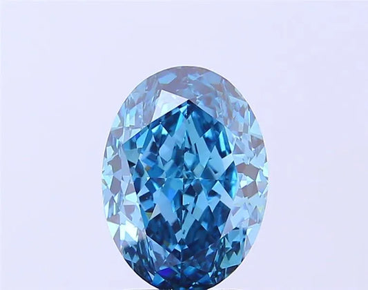 3.08ct Oval Lab Grown Diamond (Colour Fancy Vivid Blue, Clarity VVS2, IGI Certified)