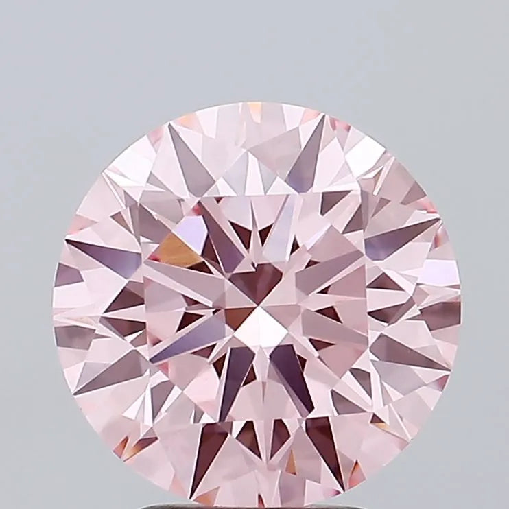 3.29ct Round Lab Grown Diamond (Colour Fancy Vivid Pink, Clarity VVS2, Cut ID, IGI Certified)