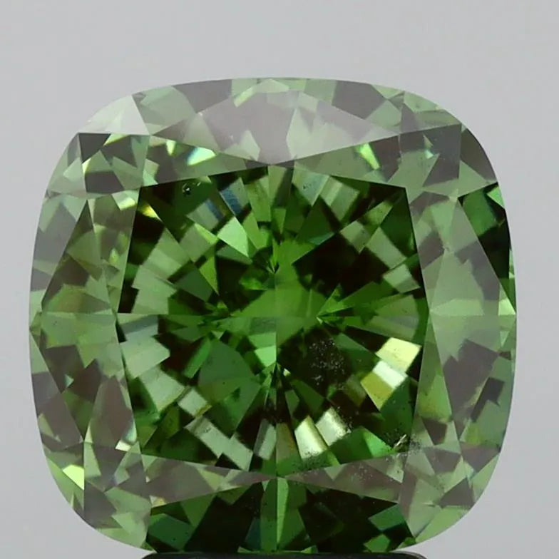4.03ct Cushion modified Lab Grown Diamond (Colour Fancy Vivid Green, Clarity SI1, IGI Certified)