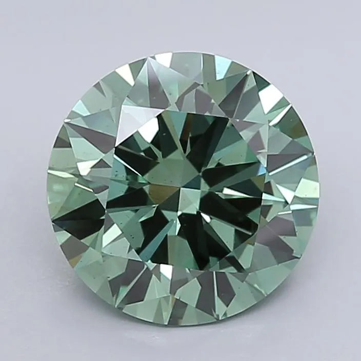 3.09ct Round Lab Grown Diamond (Colour Fancy Vivid Green, Clarity VS2, Cut EX, IGI Certified)