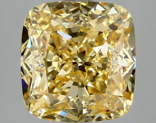 3.04ct Cushion modified Lab Grown Diamond (Colour Fancy Intense Yellow, Clarity VVS2, IGI Certified)