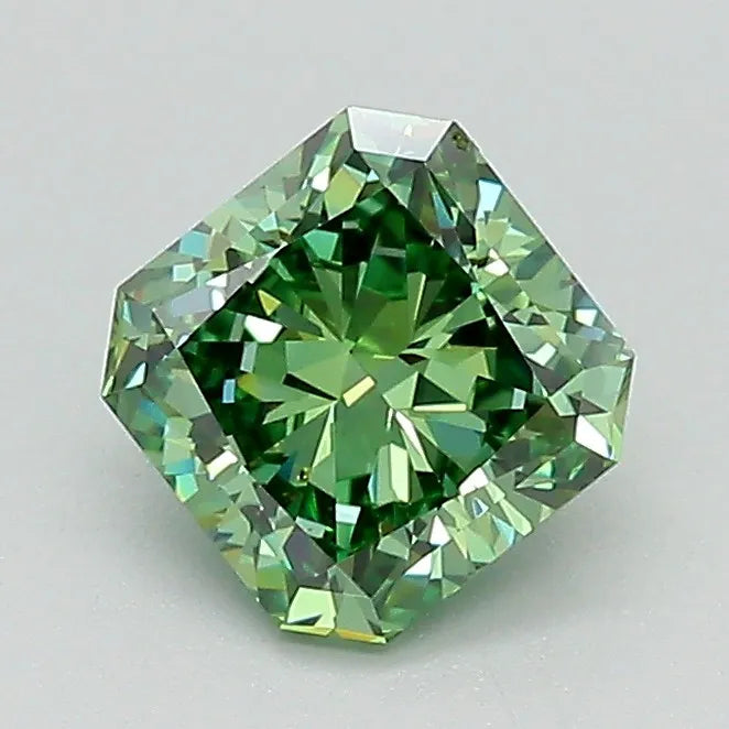 1.02ct Square radiant Lab Grown Diamond (Colour Fancy Vivid Green, Clarity VVS2, IGI Certified)