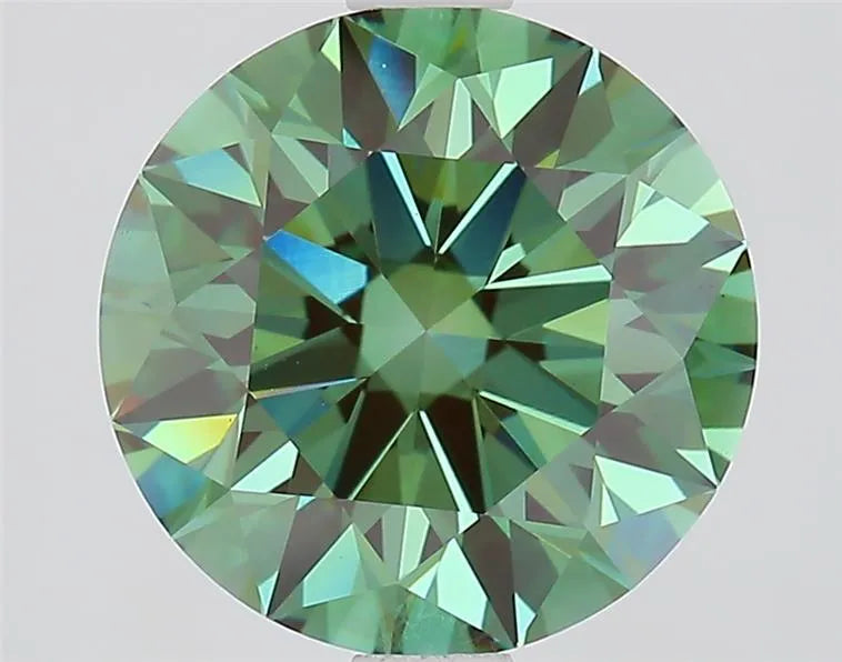 2.63ct Round Lab Grown Diamond (Colour Fancy Vivid Green, Clarity VVS2, Cut ID, IGI Certified)
