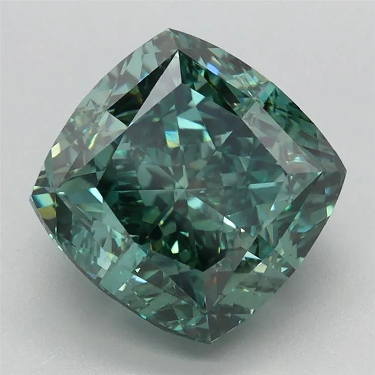 3.50ct Cushion modified Lab Grown Diamond (Colour Fancy Vivid Green, Clarity VVS2, IGI Certified)