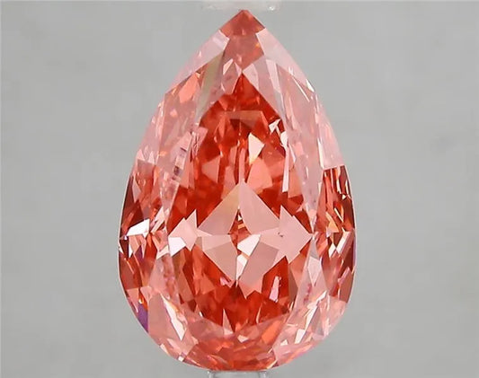 3.07ct Pear Lab Grown Diamond (Colour Fancy Vivid Red, Clarity VVS2, IGI Certified)