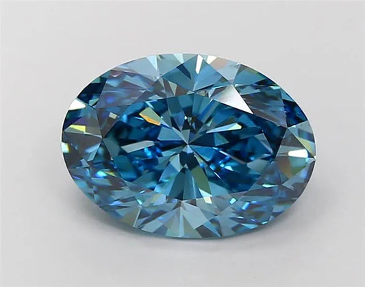 5.04ct Oval Lab Grown Diamond (Colour Fancy Vivid Blue, Clarity VS2, IGI Certified)