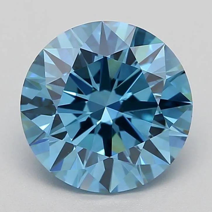 1.54ct Round Lab Grown Diamond (Colour Fancy Vivid Blue, Clarity VVS1, Cut ID, IGI Certified)