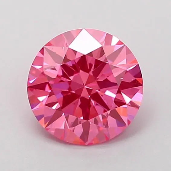 0.79ct Round Lab Grown Diamond (Colour Fancy Vivid Pink, Clarity VS1, Cut EX, IGI Certified)