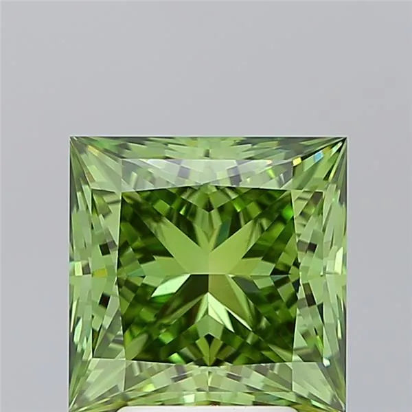 4.05ct Princess Lab Grown Diamond (Colour Fancy Vivid Green, Clarity VS1, IGI Certified)