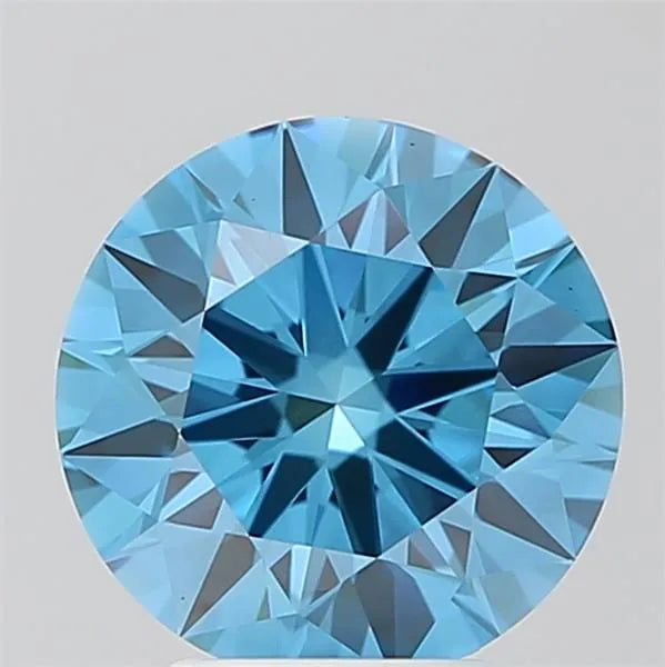 3.00ct Round Lab Grown Diamond (Colour Fancy Vivid Blue, Clarity VVS2, Cut ID, IGI Certified)