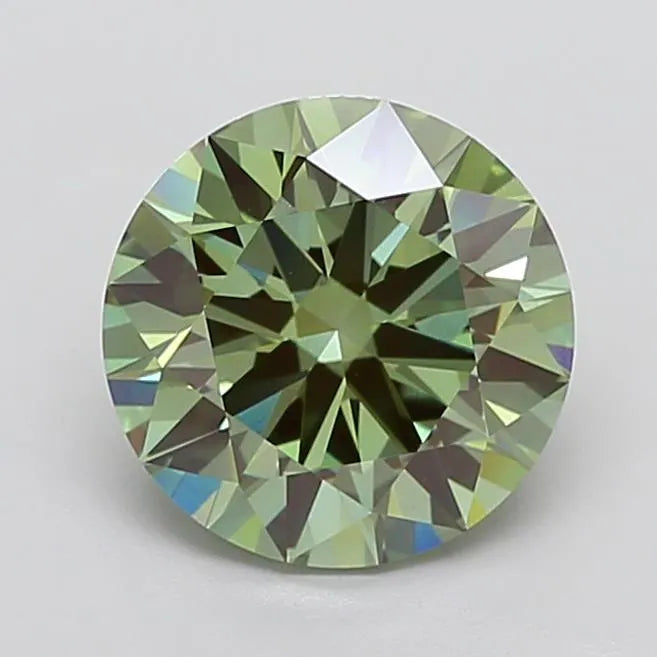 4.04ct Round Lab Grown Diamond (Colour Fancy Vivid Green, Clarity VS1, Cut ID, IGI Certified)