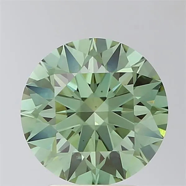 2.57ct Round Lab Grown Diamond (Colour Fancy Vivid Green, Clarity VS1, Cut ID, IGI Certified)