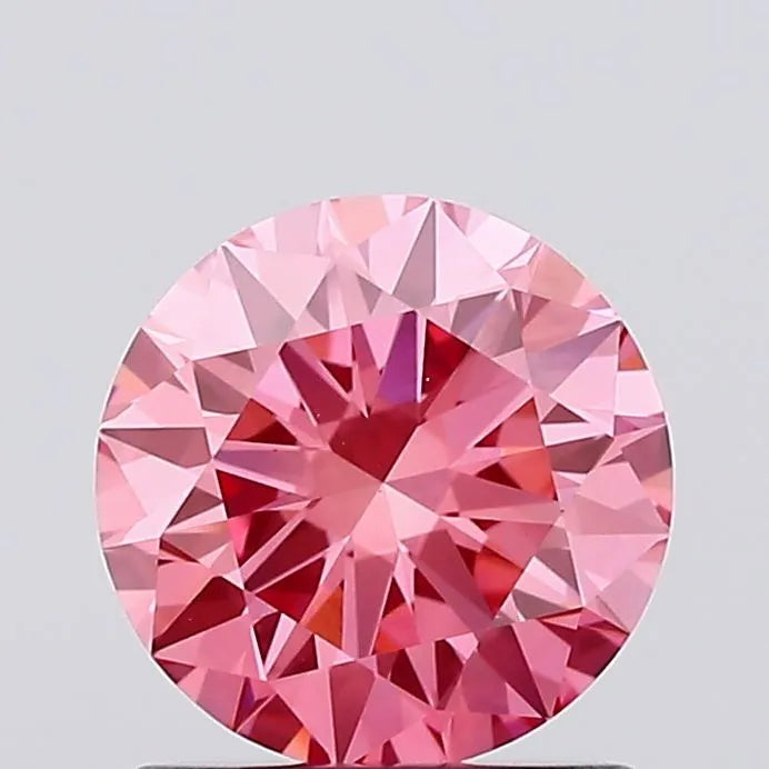 1.00ct Round Lab Grown Diamond (Colour Fancy Vivid Pink, Clarity VVS2, Cut EX, IGI Certified)