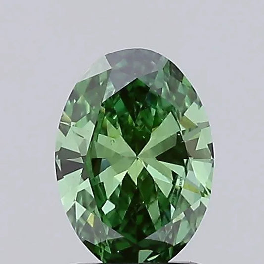 0.75ct Oval Lab Grown Diamond (Colour Fancy Vivid Green, Clarity VS2, IGI Certified)