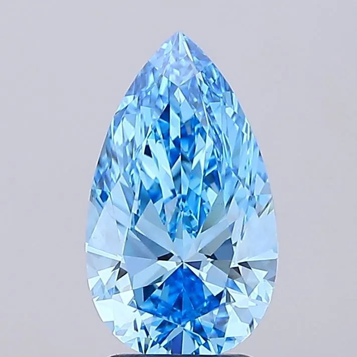 2.54ct Pear Lab Grown Diamond (Colour Fancy Vivid Blue, Clarity VVS2, IGI Certified)