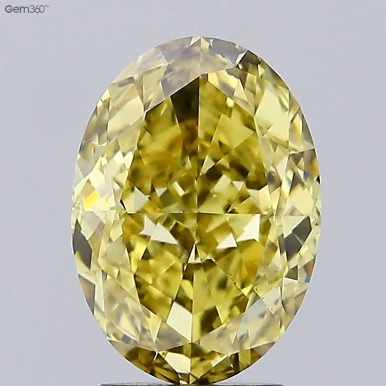 3.00ct Oval Lab Grown Diamond (Colour Fancy Intense Yellow, Clarity SI1, Cut GD, IGI Certified)