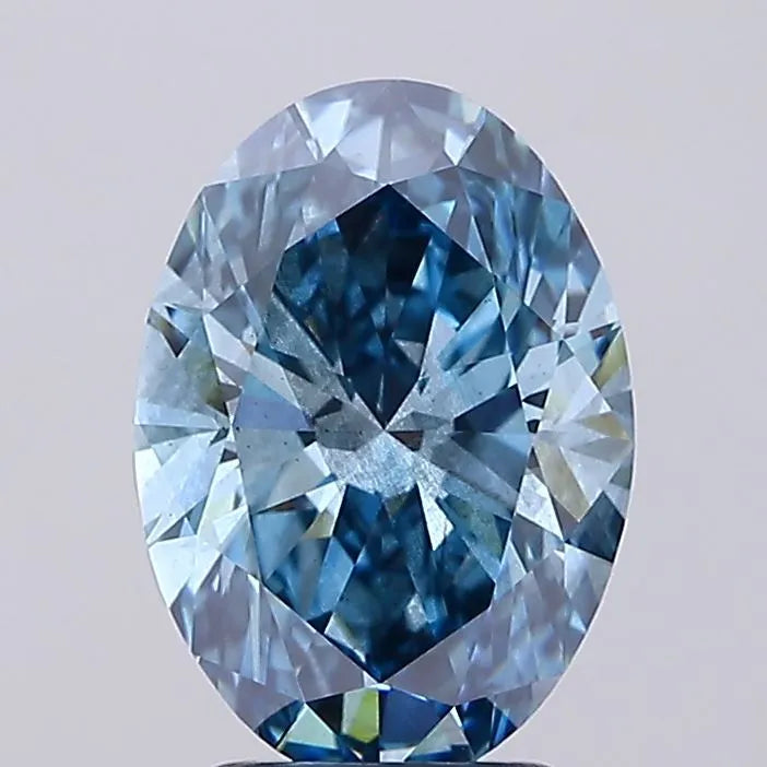 3.00ct Oval Lab Grown Diamond (Colour Fancy Vivid Blue, Clarity SI1, IGI Certified)