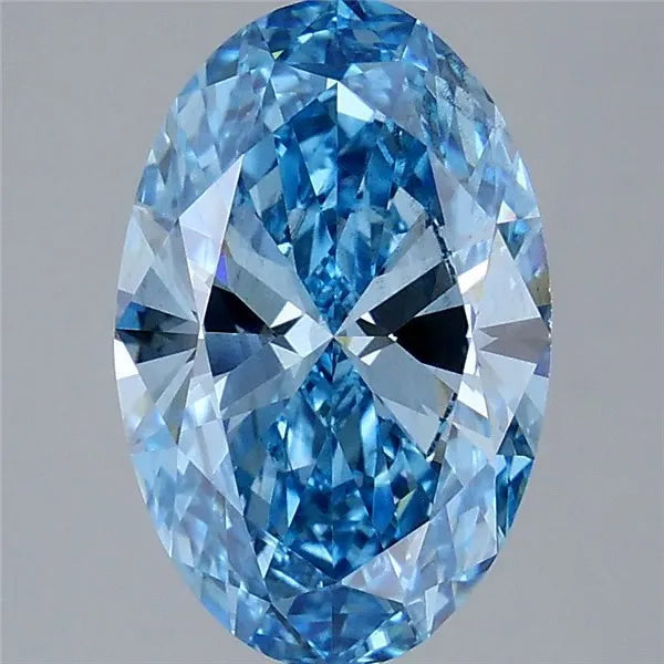 3.00ct Oval Lab Grown Diamond (Colour Fancy Vivid Blue, Clarity SI1, IGI Certified)