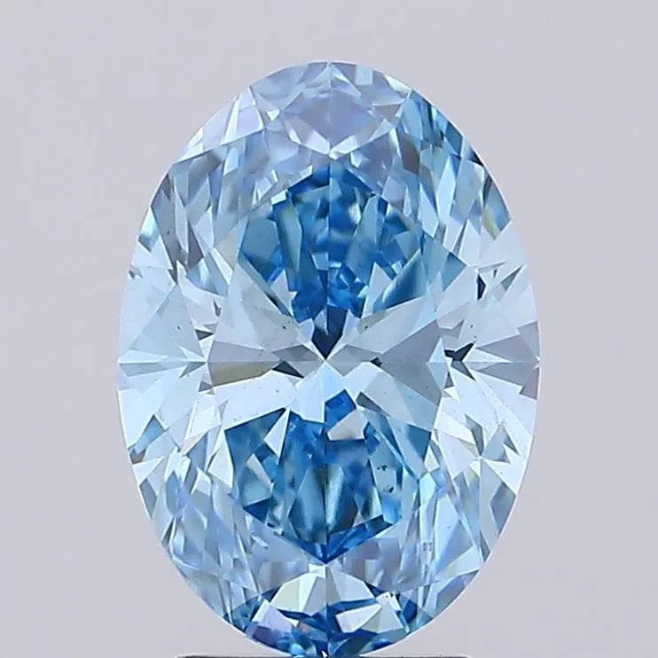 3.00ct Oval Lab Grown Diamond (Colour Fancy Vivid Blue, Clarity VS2, IGI Certified)