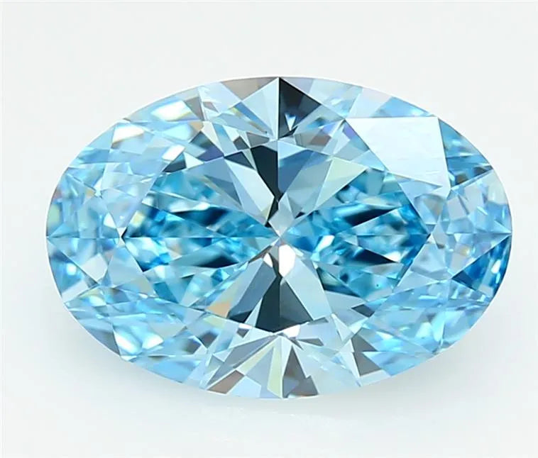 3.00ct Oval Lab Grown Diamond (Colour Fancy Vivid Blue, Clarity VVS1, IGI Certified)