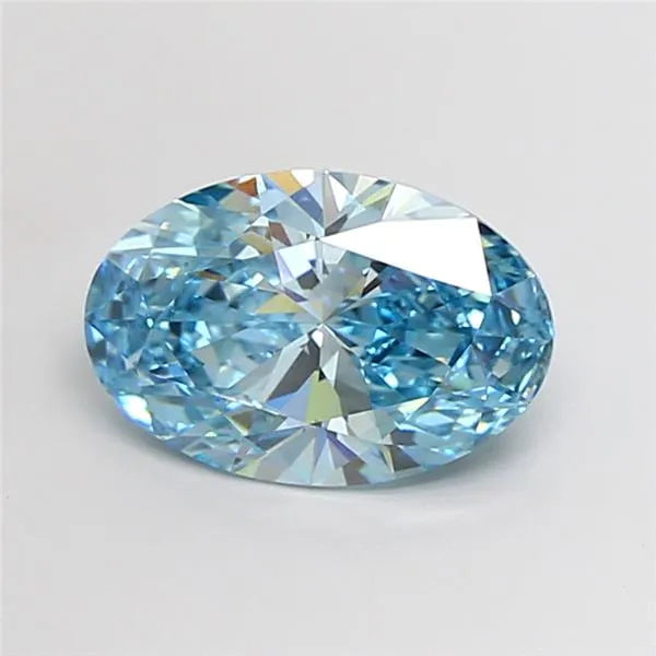 3.00ct Oval Lab Grown Diamond (Colour Fancy Vivid Blue, Clarity VVS2, IGI Certified)