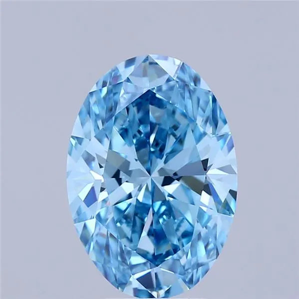 3.00ct Oval Lab Grown Diamond (Colour Fancy Vivid Blue, Clarity VVS2, IGI Certified)