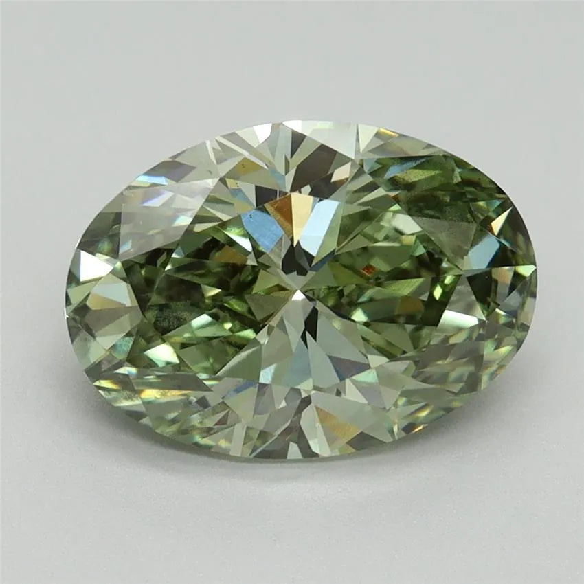 3.00ct Oval Lab Grown Diamond (Colour Fancy Vivid Green, Clarity VS2, IGI Certified)