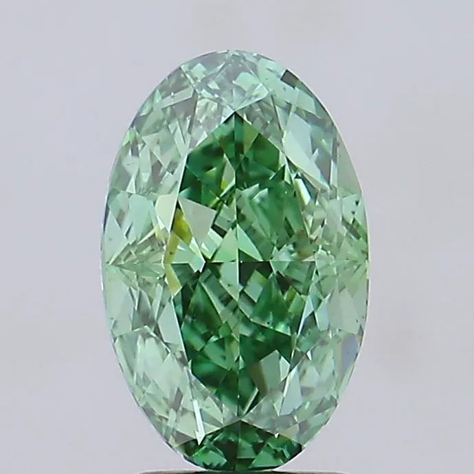 3.00ct Oval Lab Grown Diamond (Colour Fancy Vivid Green, Clarity VS2, IGI Certified)
