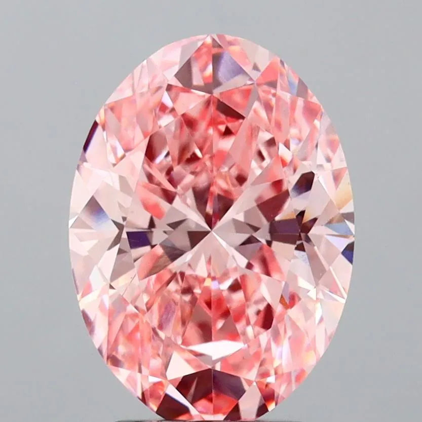 3.00ct Oval Lab Grown Diamond (Colour Fancy Vivid Pink, Clarity VS2, IGI Certified)