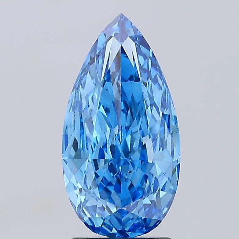 3.00ct Pear Lab Grown Diamond (Colour Fancy Vivid Blue, Clarity VS2, IGI Certified)