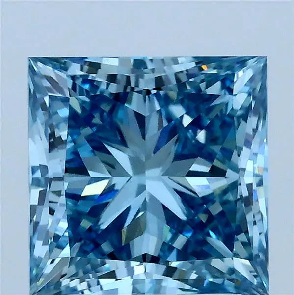 3.00ct Princess Lab Grown Diamond (Colour Fancy Vivid Blue, Clarity VS1, IGI Certified)