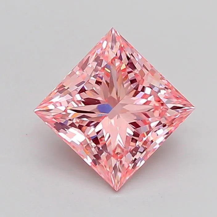 3.00ct Princess Lab Grown Diamond (Colour Fancy Vivid Pink, Clarity VS2, Cut GD, IGI Certified)