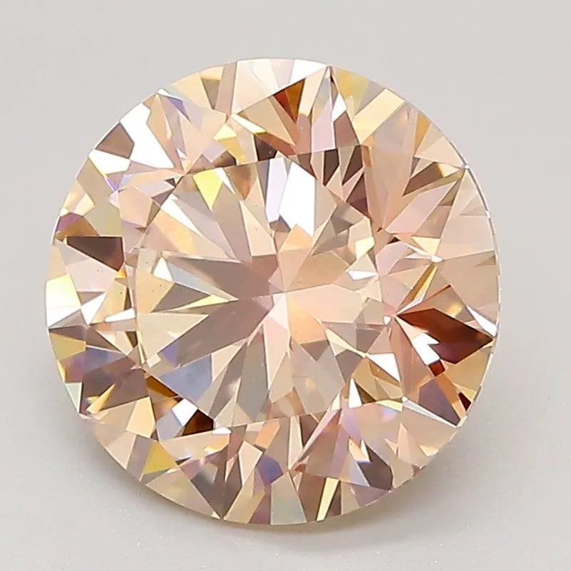 3.00ct Round Lab Grown Diamond (Colour Fancy Light Pinkish Brown, Clarity VS1, Cut ID, IGI Certified)