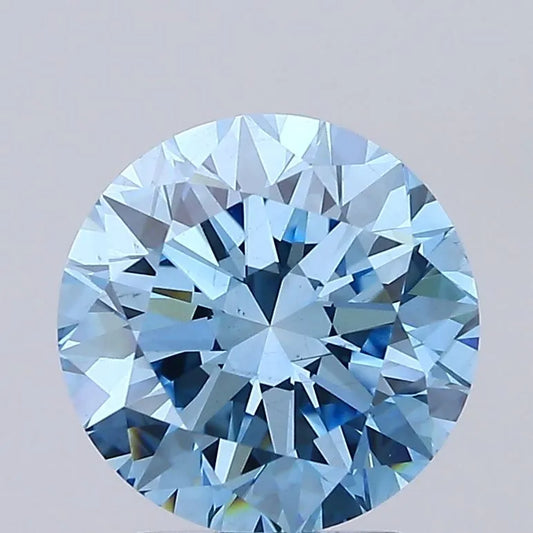 3.00ct Round Lab Grown Diamond (Colour Fancy Vivid Blue, Clarity VS2, Cut EX, IGI Certified)