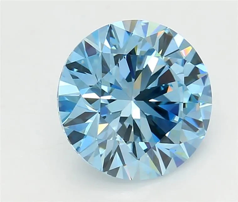 3.00ct Round Lab Grown Diamond (Colour Fancy Vivid Blue, Clarity VVS1, Cut ID, IGI Certified)