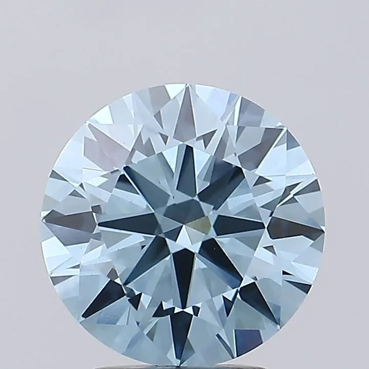 3.00ct Round Lab Grown Diamond (Colour Fancy Vivid Blue, Clarity VVS2, Cut ID, IGI Certified)