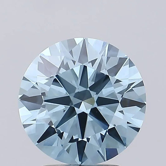 3.00ct Round Lab Grown Diamond (Colour Fancy Vivid Blue, Clarity VVS2, Cut ID, IGI Certified)