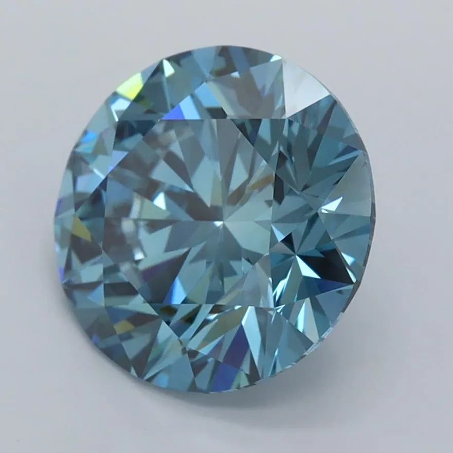3.00ct Round Lab Grown Diamond (Colour Fancy Vivid Blue, Clarity VVS2, Cut ID, IGI Certified)