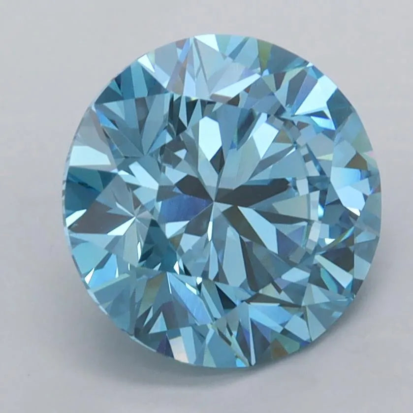 3.00ct Round Lab Grown Diamond (Colour Fancy Vivid Blue, Clarity VVS2, Cut ID, IGI Certified)